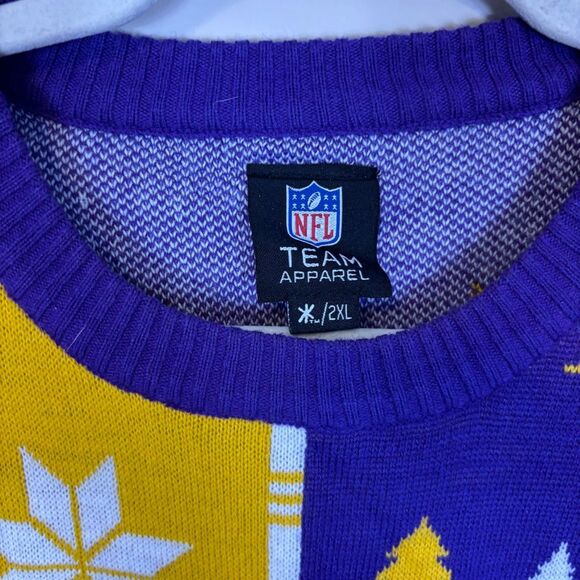 NFL Minnesota Vikings Football Holiday Purple & Yellow Sweater Men's XXL - Picture 5 of 7